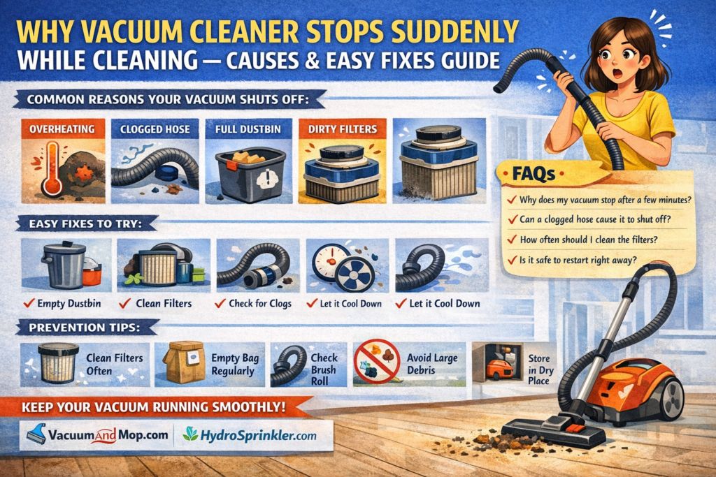 Why Vacuum Cleaner Stops Suddenly While Cleaning — Causes & Easy Fixes Guide