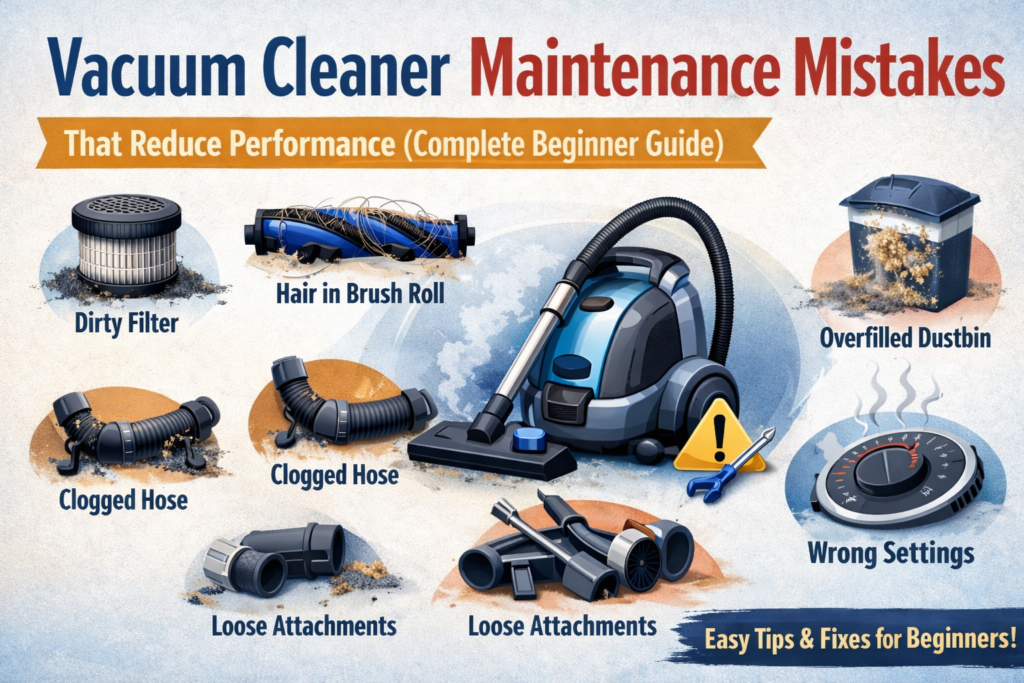 Vacuum Cleaner Maintenance Mistakes That Reduce Performance (Complete Beginner Guide)